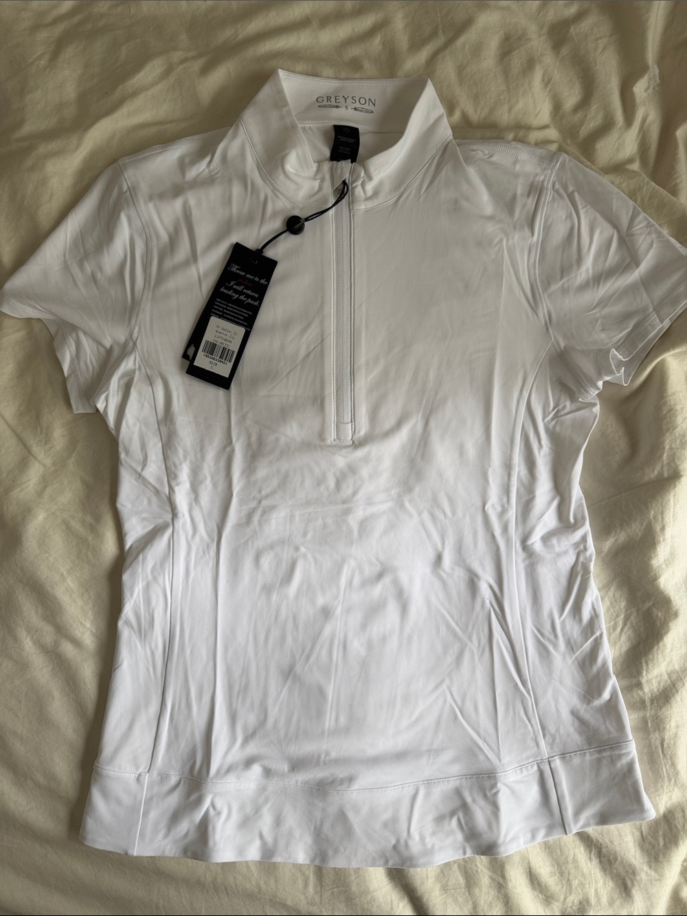 Greyson White Short-Sleeve Quarter Zip Performance Top